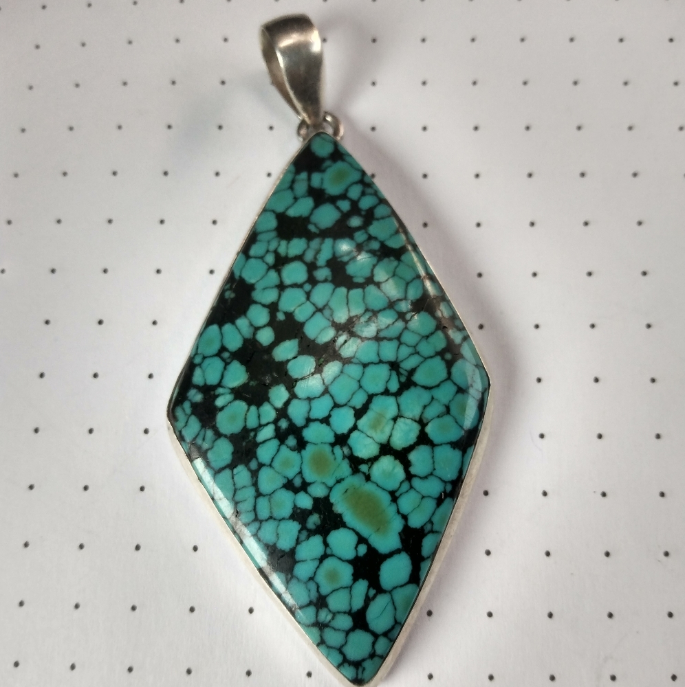 Spiderweb Turquoise Pendant